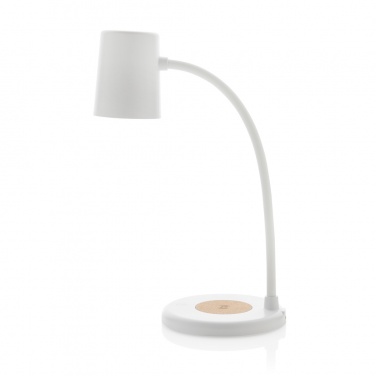 Logotrade advertising products photo of: Zenara RCS recycled plastic and cork 15W wireless desk lamp