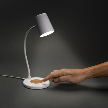 Logotrade corporate gift image of: Zenara RCS recycled plastic and cork 15W wireless desk lamp