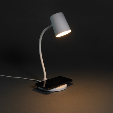 Logo trade promotional item photo of: Zenara RCS recycled plastic and cork 15W wireless desk lamp