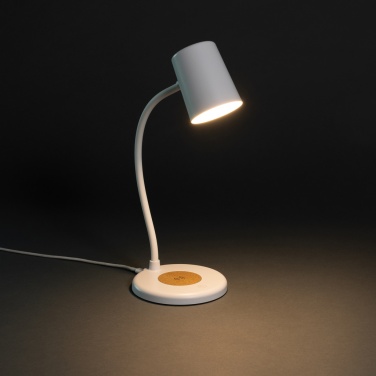 Logotrade promotional product picture of: Zenara RCS recycled plastic and cork 15W wireless desk lamp