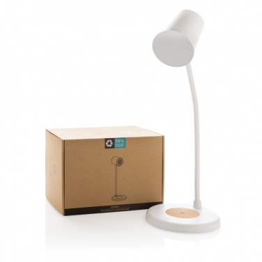 Logo trade promotional product photo of: Zenara RCS recycled plastic and cork 15W wireless desk lamp