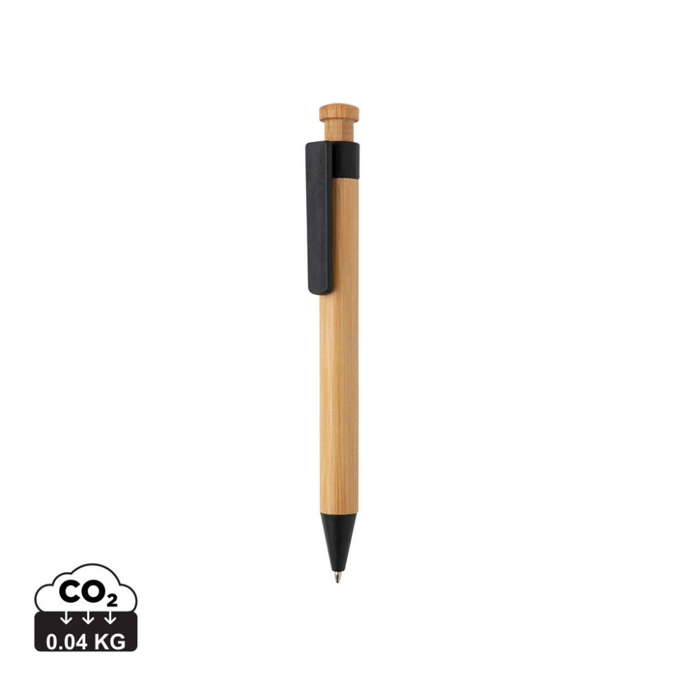 Logo trade advertising product photo of: Bamboo pen with wheatstraw clip