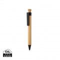 Bamboo pen with wheatstraw clip, black