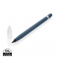 Aluminum inkless pen with eraser, blue