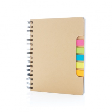 Logo trade promotional gifts image of: A5 Kraft spiral notebook with sticky notes