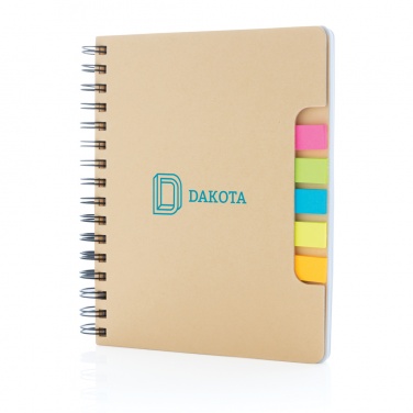 Logo trade promotional products image of: A5 Kraft spiral notebook with sticky notes