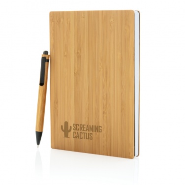 Logo trade promotional product photo of: A5 Bamboo notebook & pen set