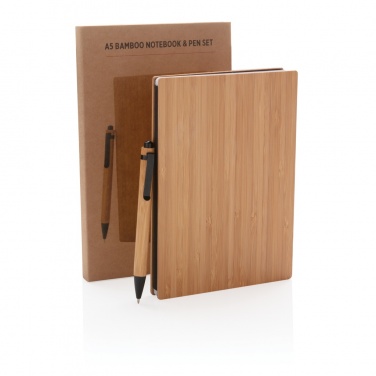 Logotrade promotional item image of: A5 Bamboo notebook & pen set