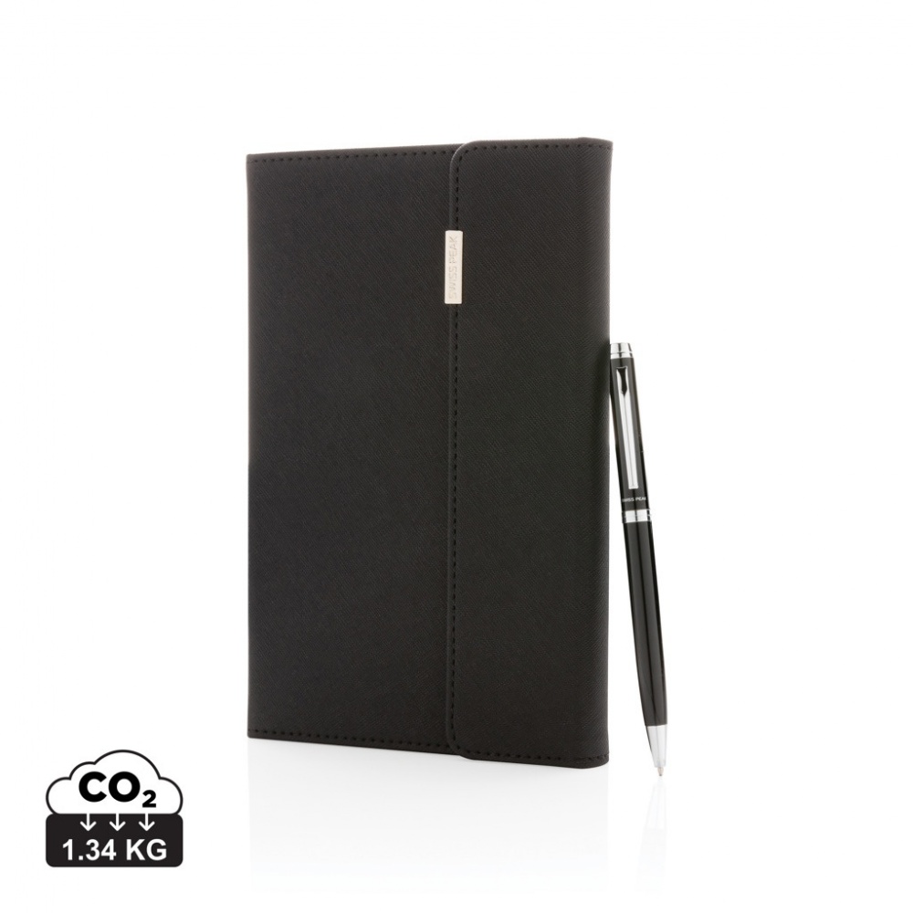 Logotrade promotional product picture of: Swiss Peak deluxe A5 notebook and pen set