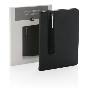 Logo trade promotional merchandise photo of: Standard hardcover PU A5 notebook with stylus pen