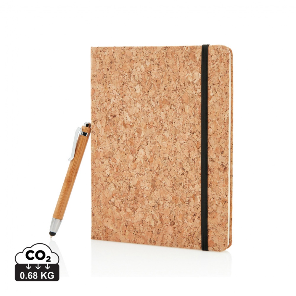 Logo trade business gift photo of: A5 notebook with bamboo pen including stylus