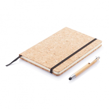 Logotrade advertising product image of: A5 notebook with bamboo pen including stylus