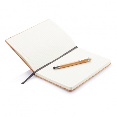 Logo trade business gifts image of: A5 notebook with bamboo pen including stylus