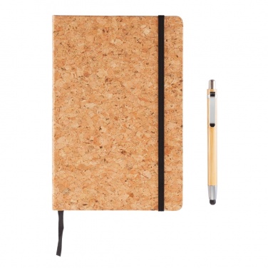 Logotrade promotional gift image of: A5 notebook with bamboo pen including stylus