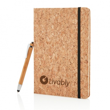 Logo trade promotional items picture of: A5 notebook with bamboo pen including stylus