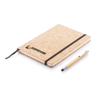 Logo trade promotional gifts image of: A5 notebook with bamboo pen including stylus