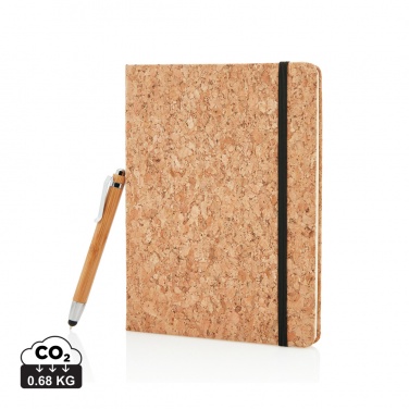 Logo trade promotional product photo of: A5 notebook with bamboo pen including stylus