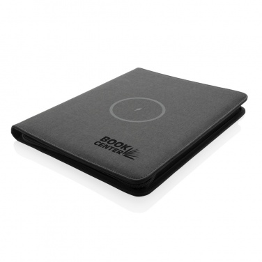 Logo trade corporate gift photo of: Air 5W wireless charging portfolio A4 w/ 5000 mAh powerbank