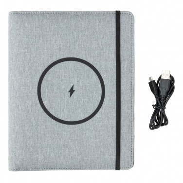 Logo trade business gift photo of: Air 5W wireless charging notebook with 5000mAh powerbank