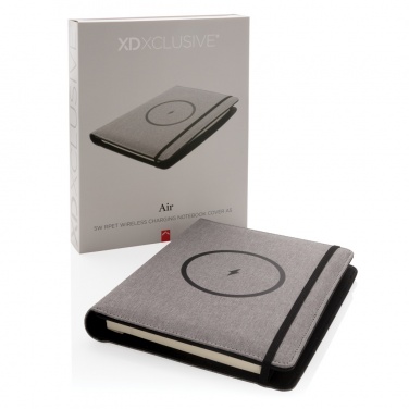 Logo trade promotional gifts image of: Air 5W wireless charging notebook with 5000mAh powerbank