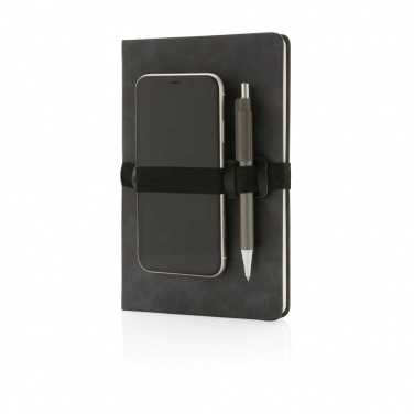 Logo trade promotional product photo of: Deluxe hardcover PU notebook A5 with phone and pen holder