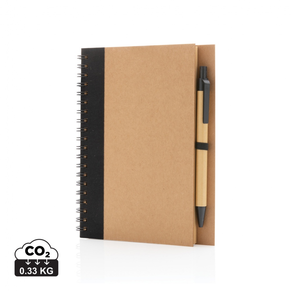 Logotrade business gift image of: Kraft spiral notebook with pen