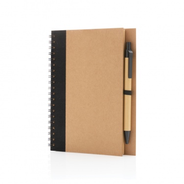 Logo trade advertising product photo of: Kraft spiral notebook with pen