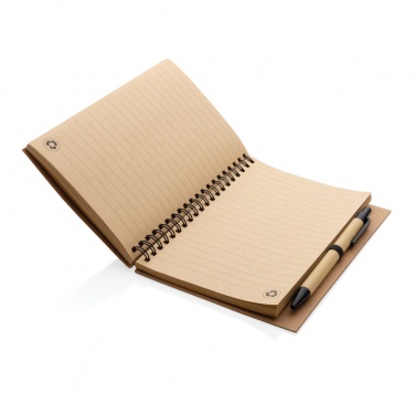 Logo trade promotional gifts picture of: Kraft spiral notebook with pen