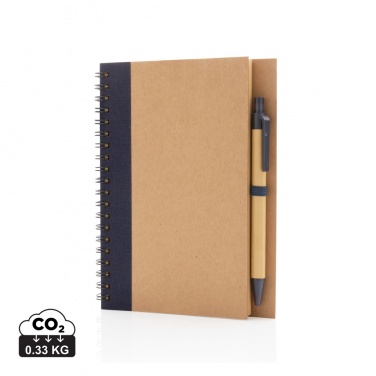 Logo trade advertising products image of: Kraft spiral notebook with pen