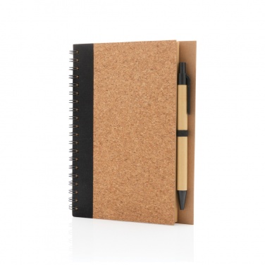 Logo trade promotional merchandise image of: Cork spiral notebook with pen