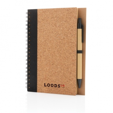 Logo trade promotional merchandise photo of: Cork spiral notebook with pen