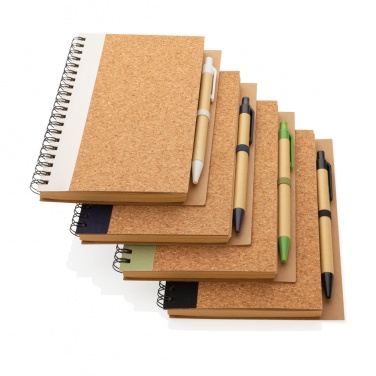 Logo trade business gift photo of: Cork spiral notebook with pen