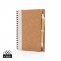 Cork spiral notebook with pen, white