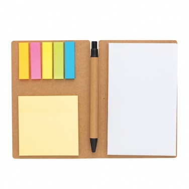 Logo trade promotional merchandise photo of: Kraft sticky notes A6 booklet with pen