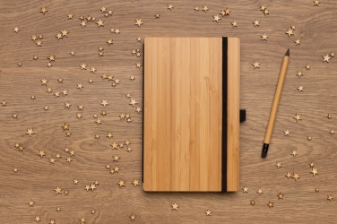 Logo trade promotional gift photo of: Bamboo notebook and infinity pencil set