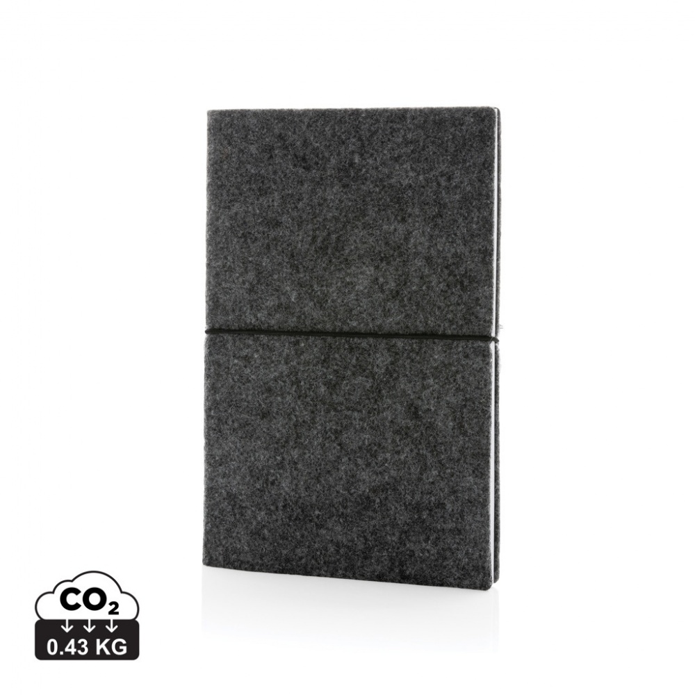 Logo trade promotional giveaways image of: GRS certified recycled felt A5 softcover notebook