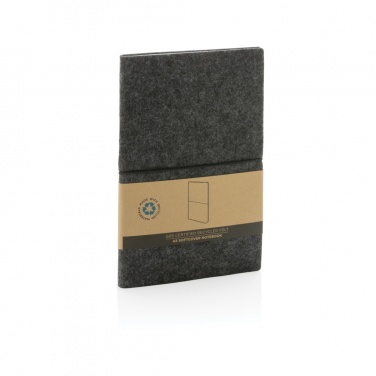 Logo trade promotional item photo of: GRS certified recycled felt A5 softcover notebook