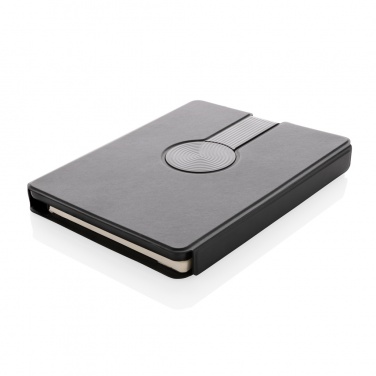 Logo trade promotional merchandise picture of: Swiss Peak RCS rePU notebook with 2-in-1 wireless charger