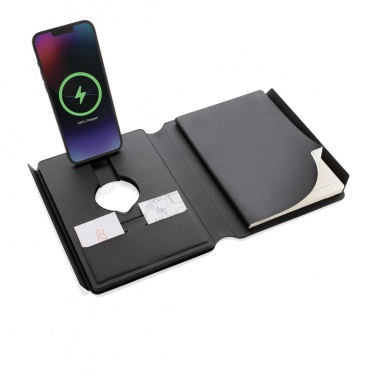 Logotrade promotional giveaway picture of: Swiss Peak RCS rePU notebook with 2-in-1 wireless charger