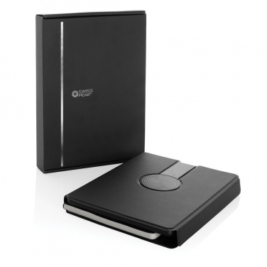 Logo trade corporate gift photo of: Swiss Peak RCS rePU notebook with 2-in-1 wireless charger