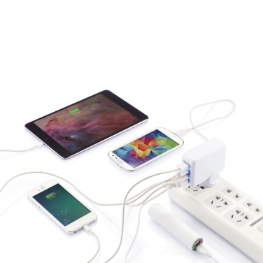 Logo trade business gift photo of: Travel plug with 4 USB ports