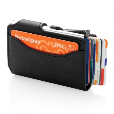 Logo trade promotional products image of: Standard aluminium RFID cardholder with PU wallet