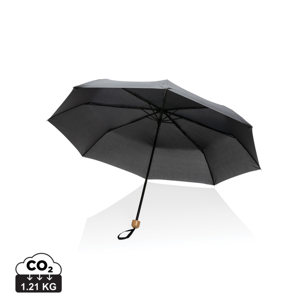 Logotrade promotional item image of: 20.5" Impact AWARE™ RPET 190T Pongee bamboo mini umbrella