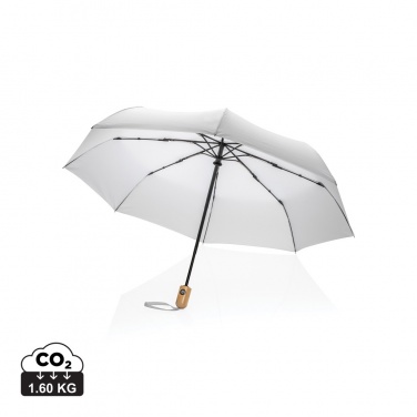 Logo trade promotional gift photo of: 21" Impact AWARE™ RPET 190T bamboo auto open/close umbrella