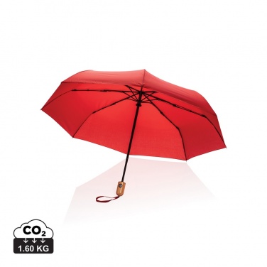 Logo trade promotional gifts picture of: 21" Impact AWARE™ RPET 190T bamboo auto open/close umbrella