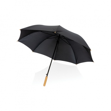 Logo trade promotional merchandise image of: 27" Impact AWARE™ RPET 190T auto open bamboo umbrella