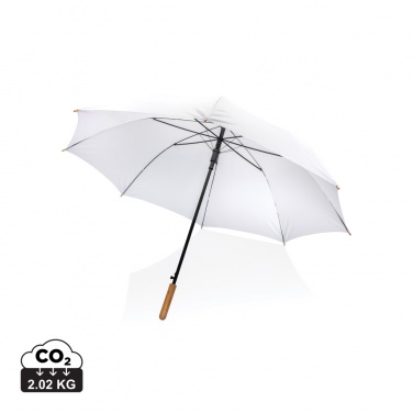 Logotrade promotional giveaway image of: 27" Impact AWARE™ RPET 190T auto open bamboo umbrella