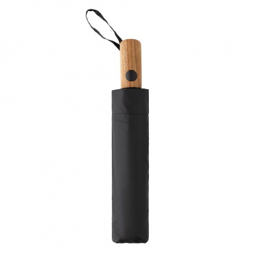 Logo trade promotional giveaways image of: Kaycey 21" AWARE™ RPET Acacia wood mini auto open umbrella