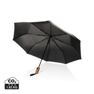 Logo trade advertising product photo of: Kaycey 21" AWARE™ RPET Acacia wood mini auto open umbrella