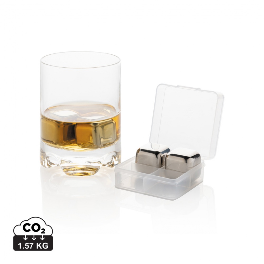 Logo trade promotional products picture of: Re-usable stainless steel ice cubes 4pc